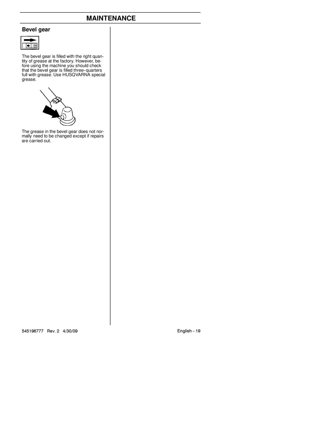 Husqvarna 128LDX manual Bevel gear 