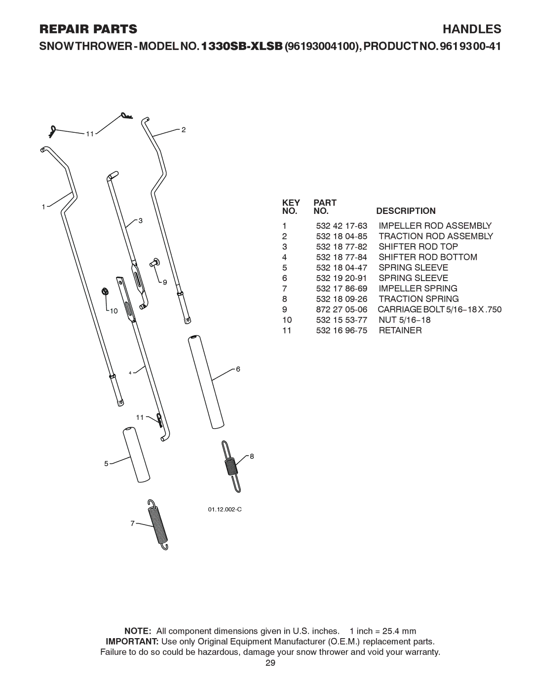 Husqvarna 1330SB-XLSB owner manual 01.12.002-C 