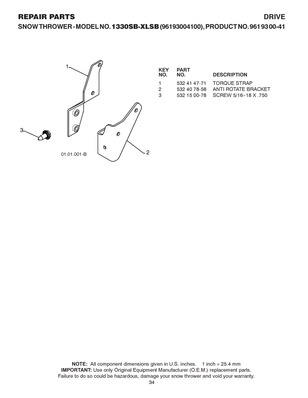 Husqvarna 1330SB-XLSB owner manual 01.01.001-B 