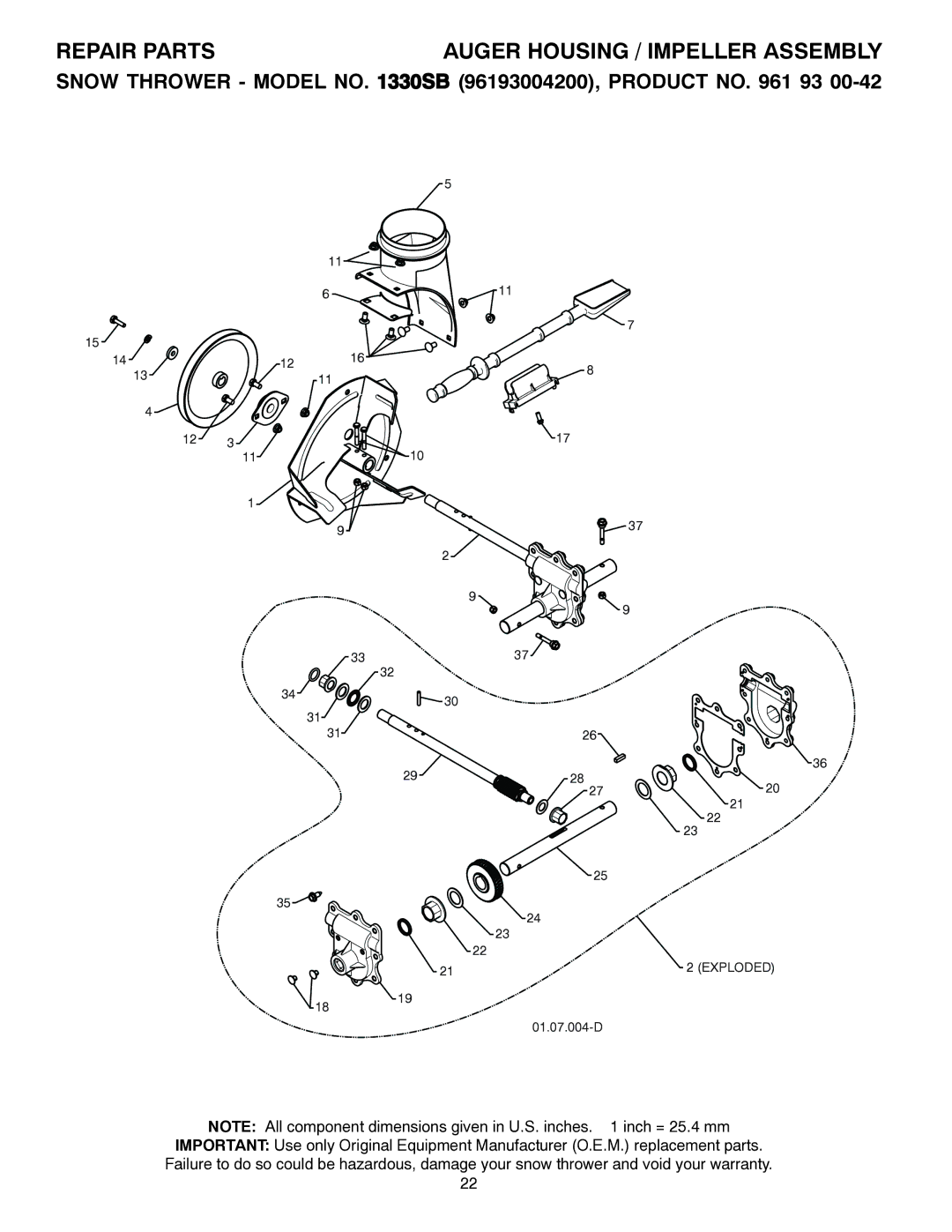 Husqvarna 1330SB owner manual Exploded 