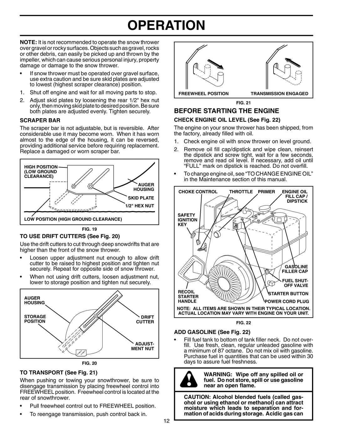 Husqvarna 1330SBEXP owner manual Before Starting the Engine, Scraper BAR 