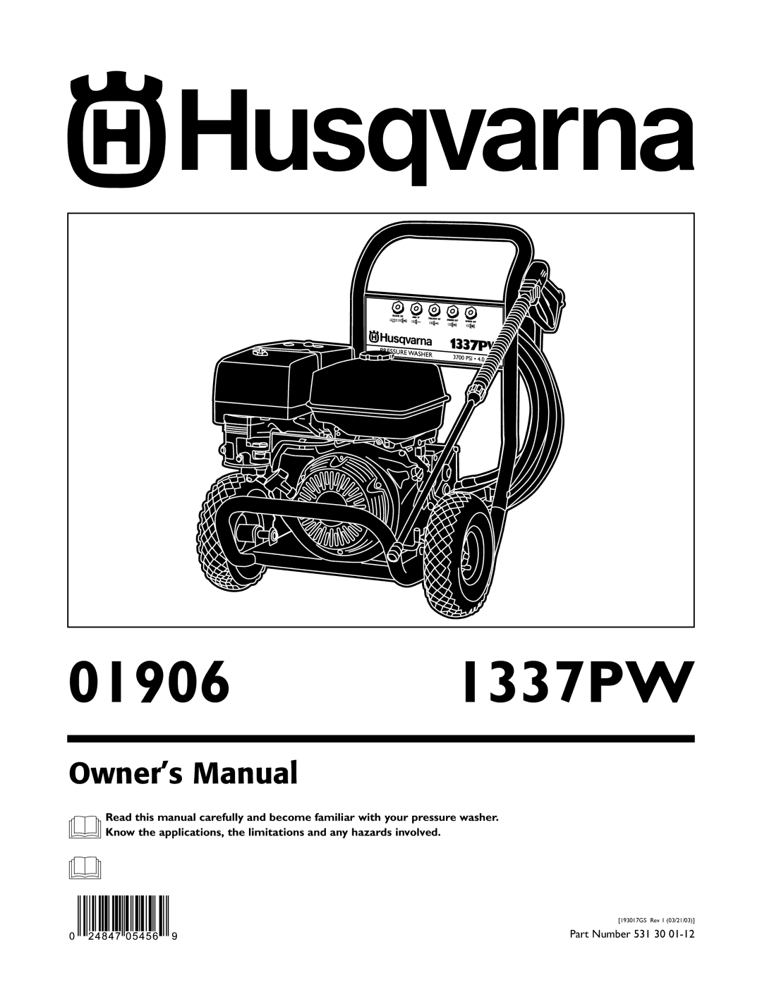 Husqvarna owner manual 01906 1337PW 