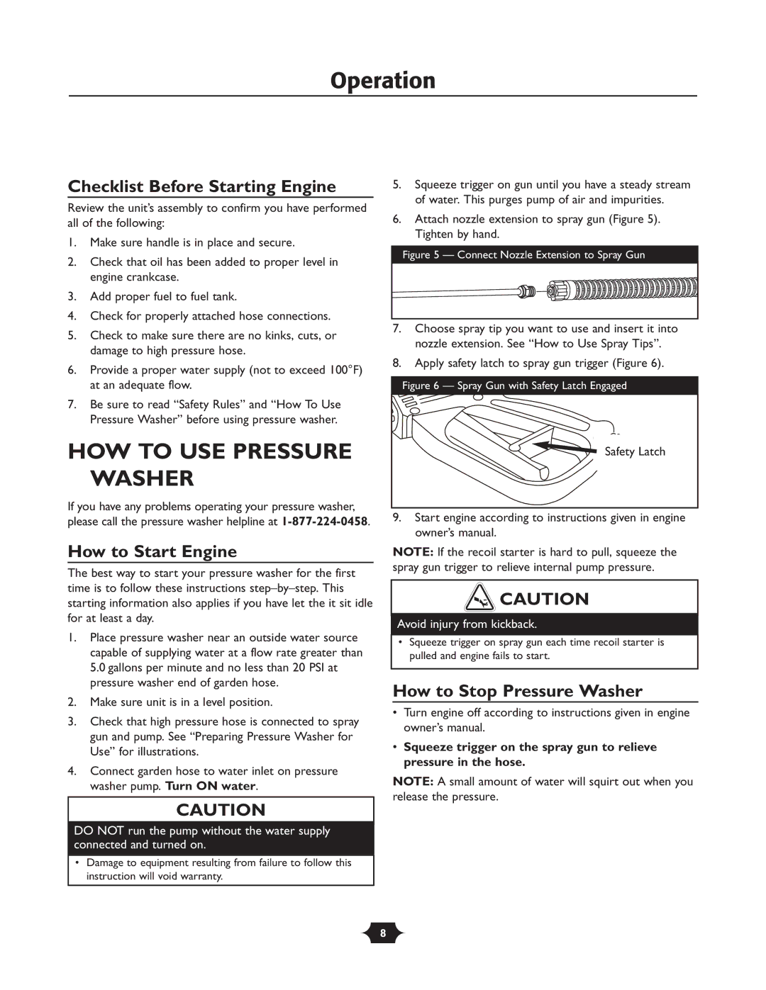 Husqvarna 1337PW owner manual HOW to USE Pressure Washer, Checklist Before Starting Engine, How to Start Engine 