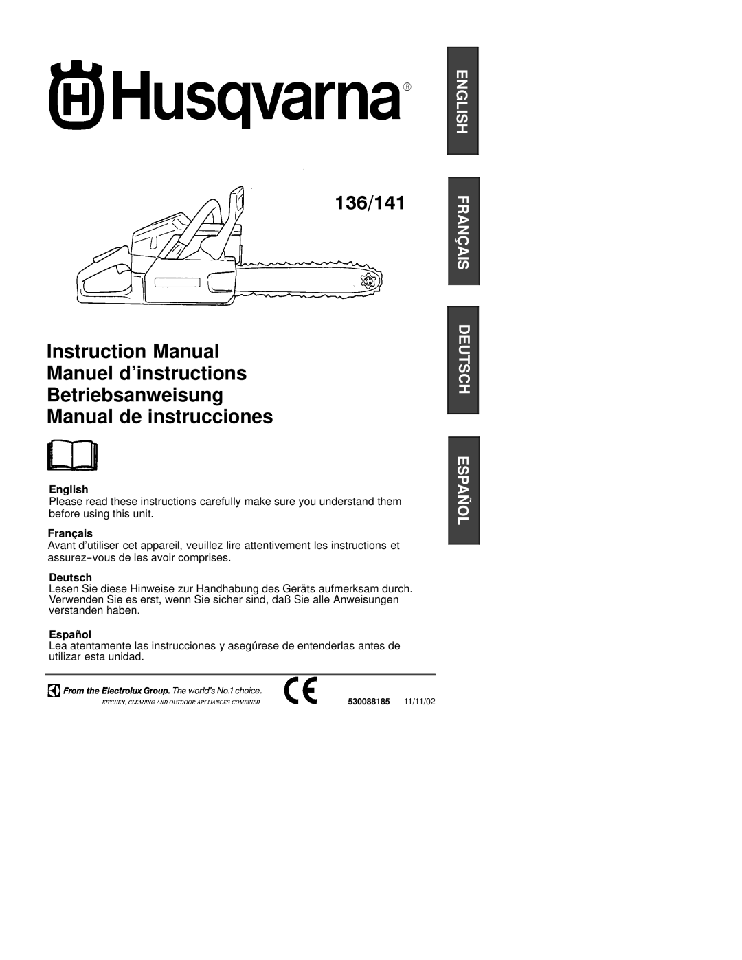 Husqvarna 136, 141 instruction manual English 