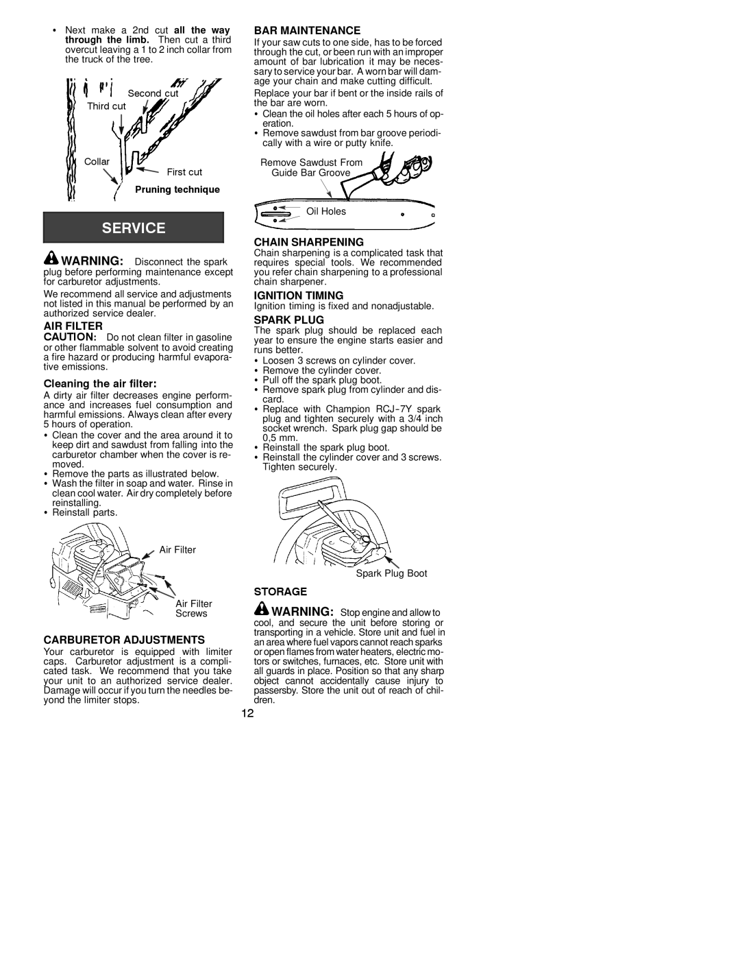 Husqvarna 136, 141 instruction manual Storage 