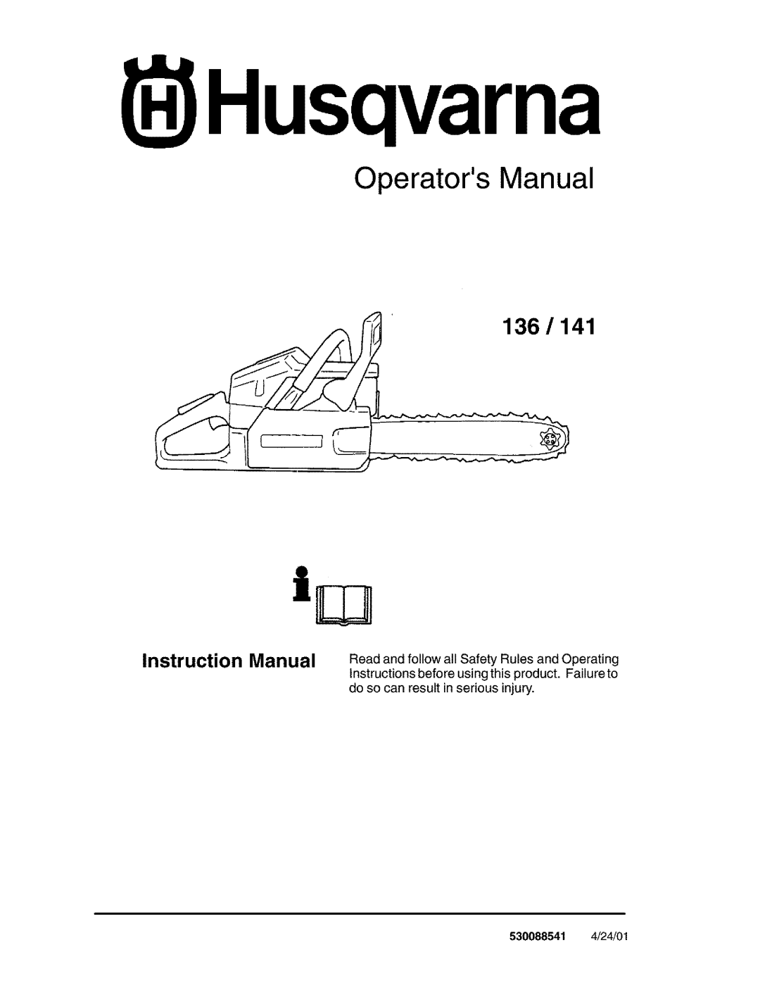 Husqvarna 141, 136 instruction manual Husqvarna 