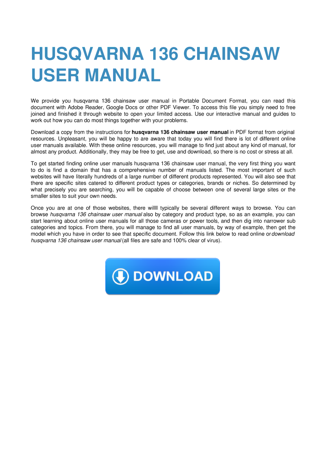 Husqvarna 136 user manual 