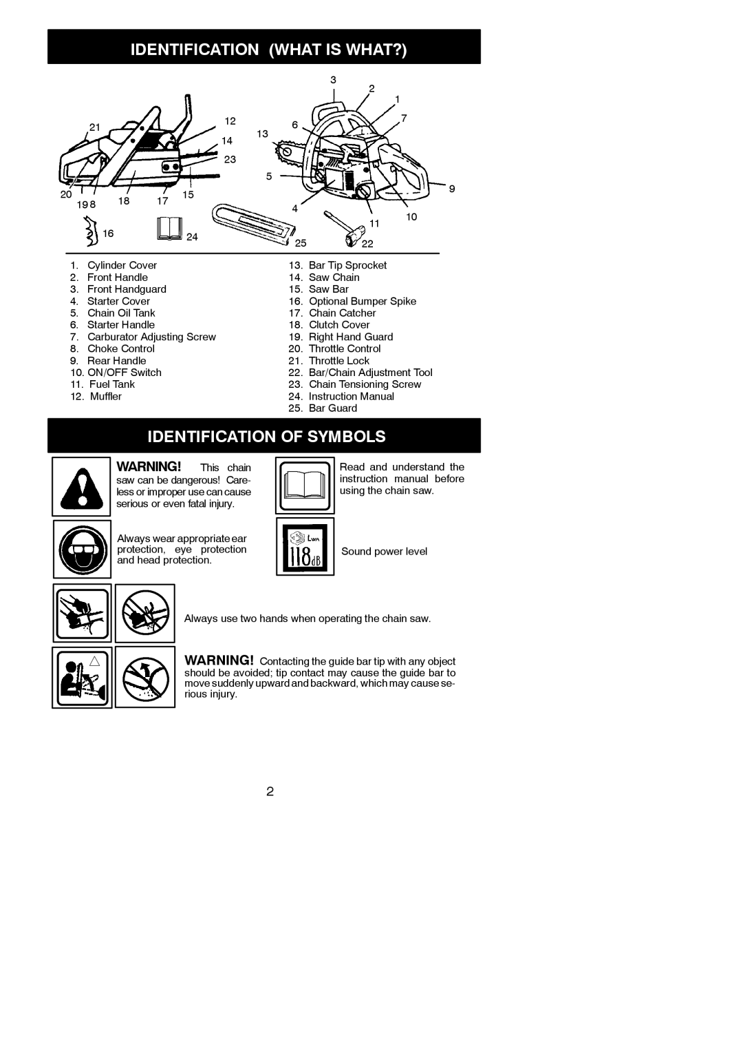 Husqvarna 137, 142 instruction manual Identification What is WHAT?, Identification of Symbols 