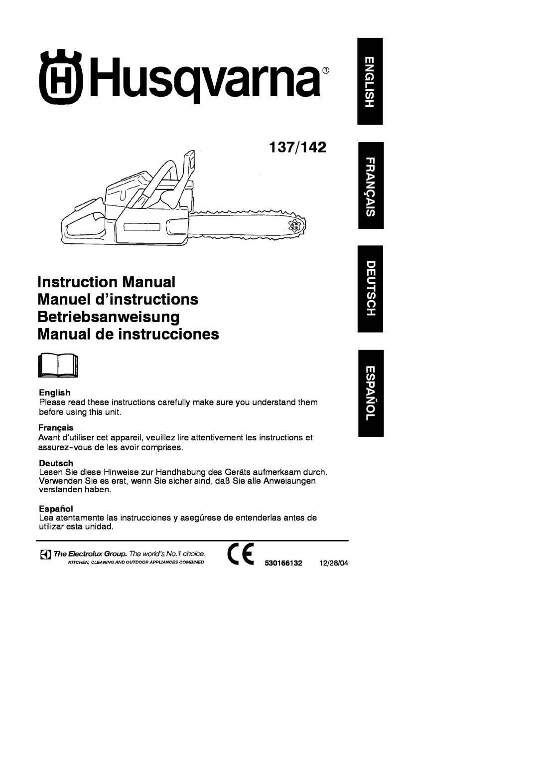 Husqvarna 137, 142 instruction manual 137/142, English Français, Deutsch Español 