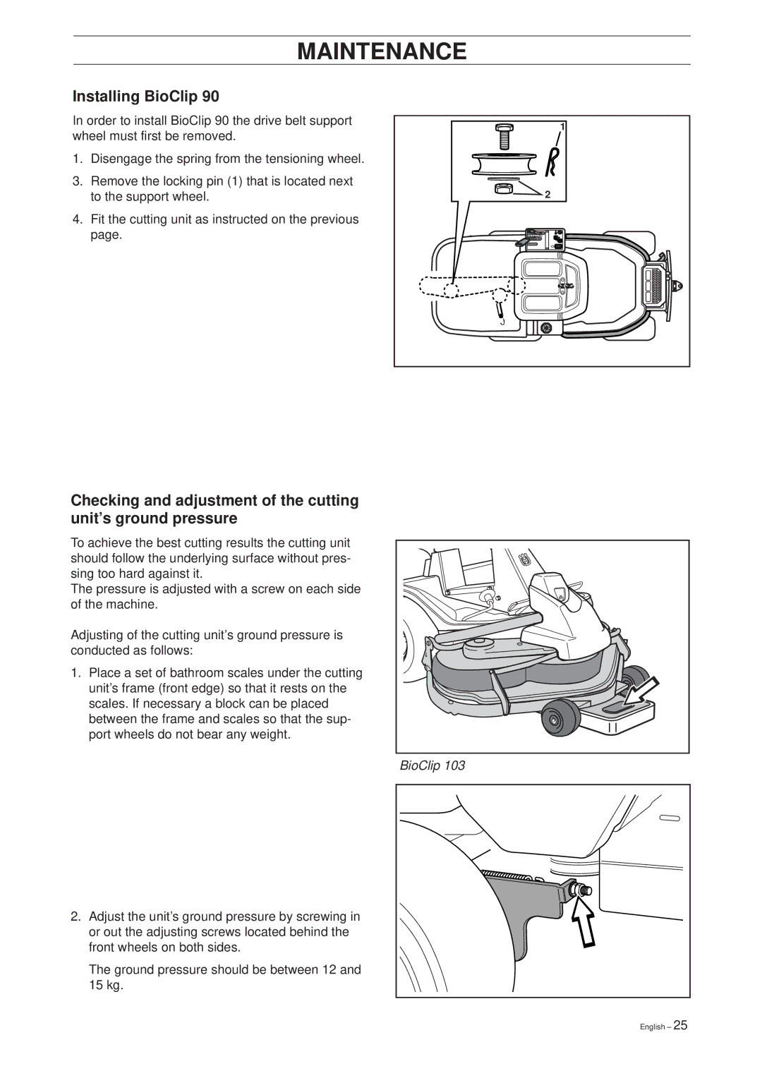 Husqvarna 14 Pro manual Installing BioClip 