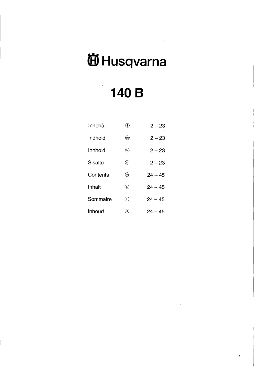 Husqvarna 140 B manual 