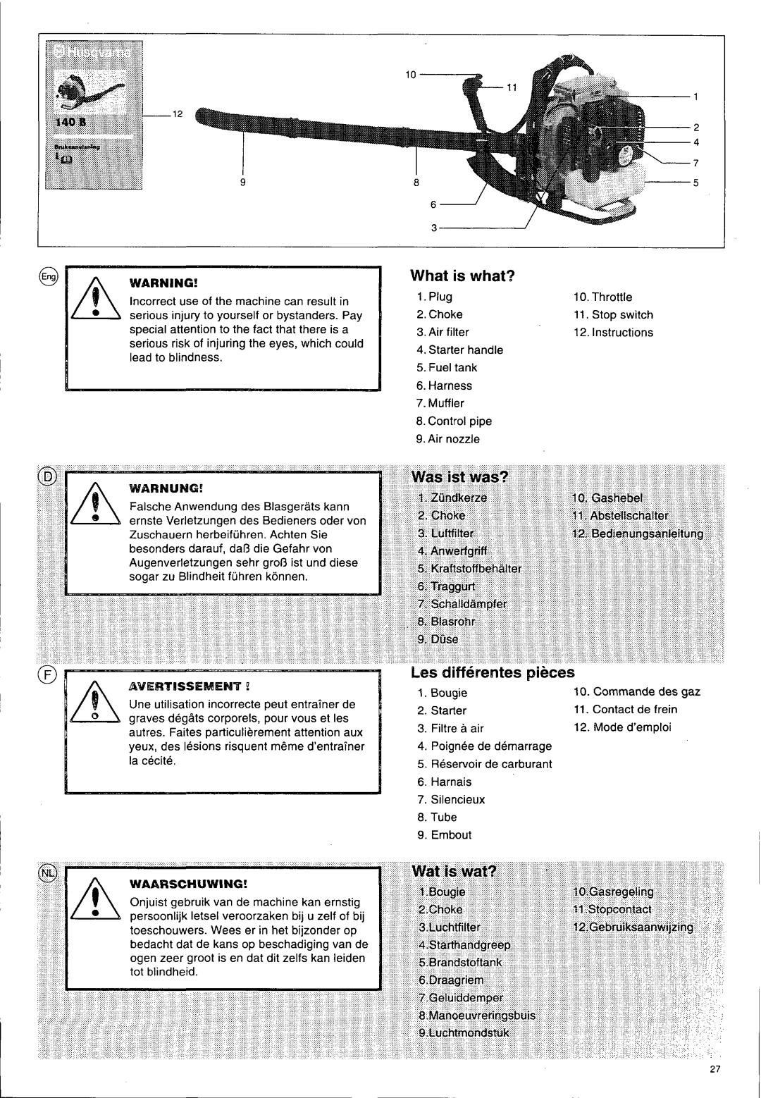 Husqvarna 140 B manual 