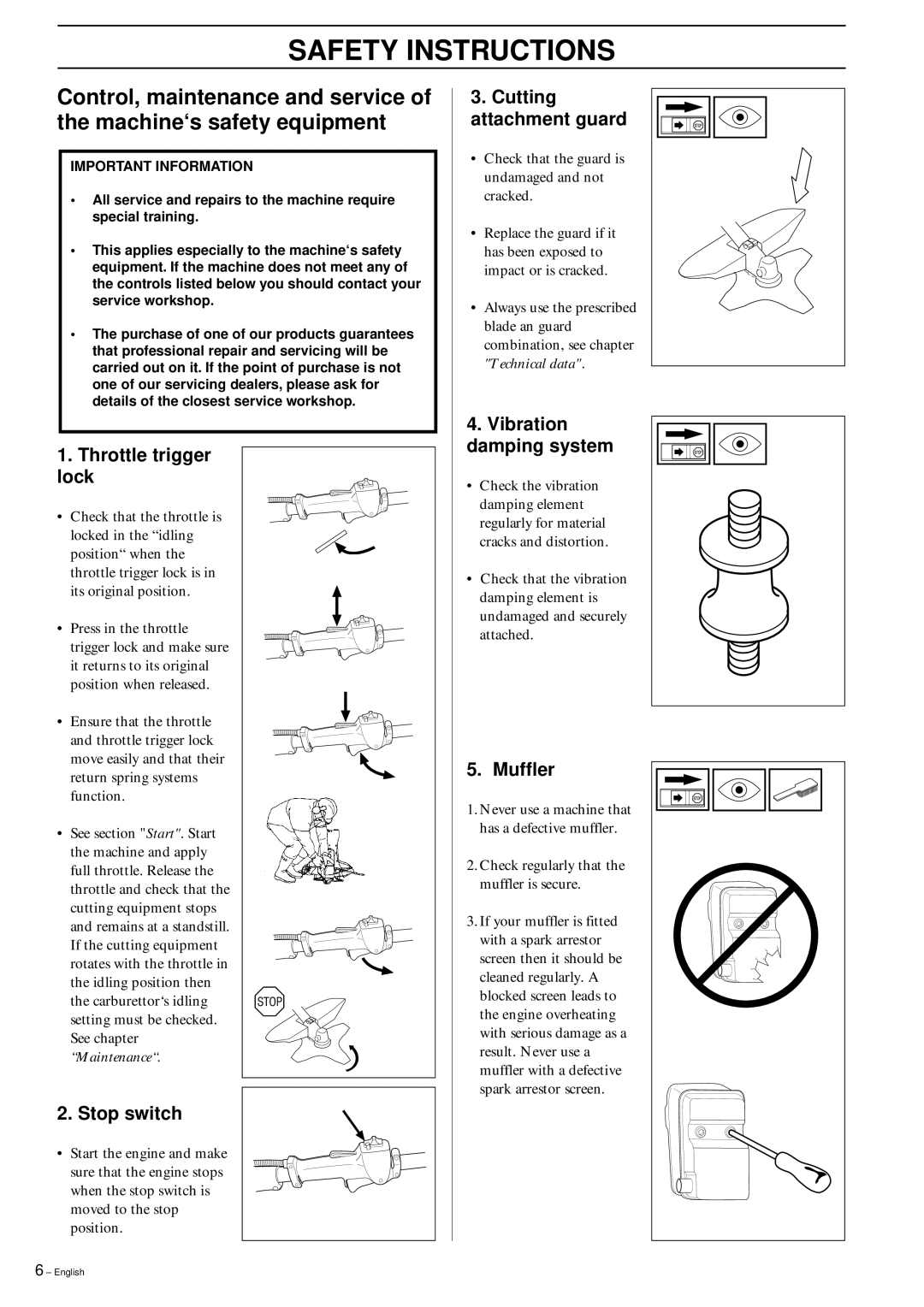 Husqvarna 152RB manual Safety Instructions 