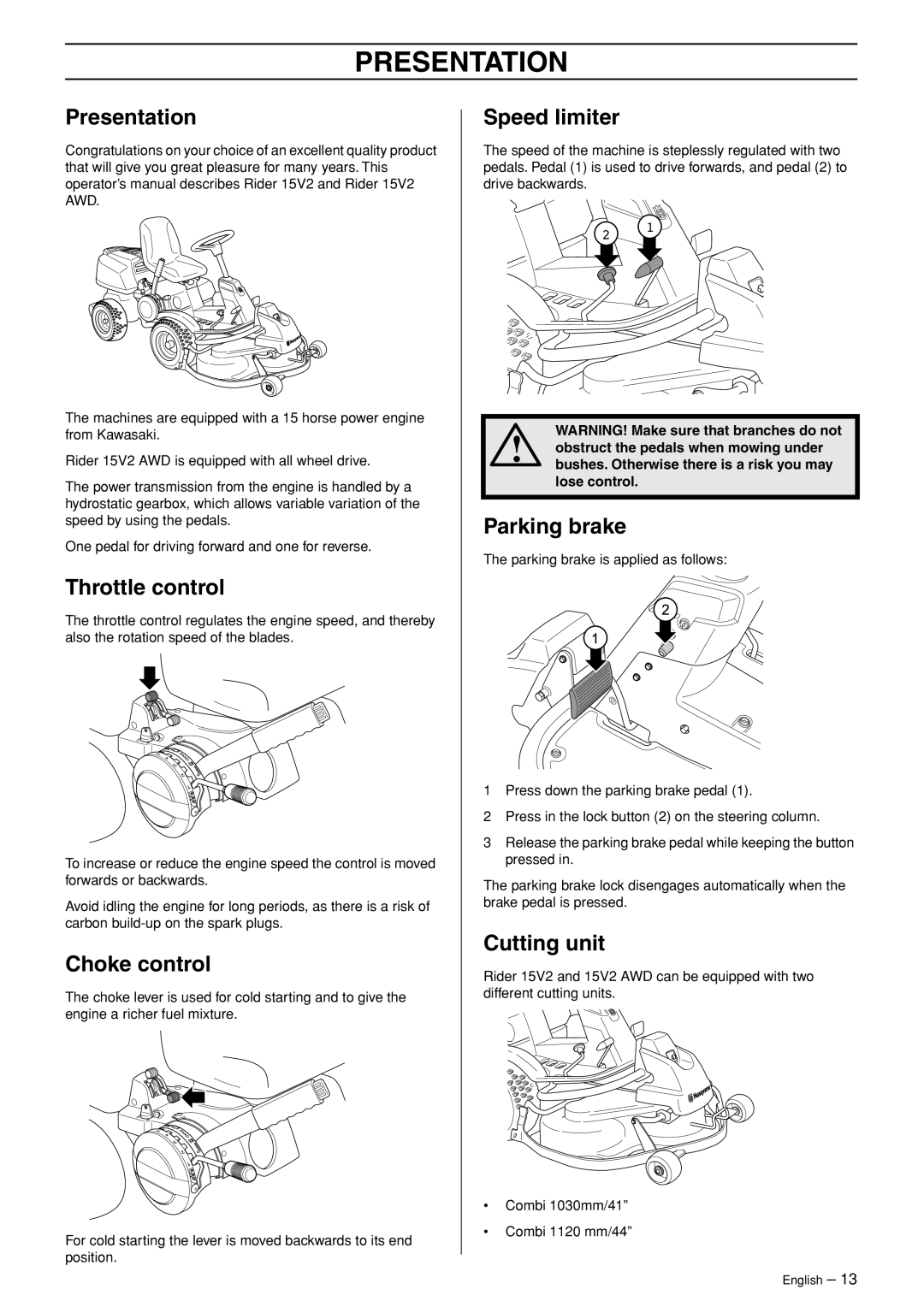 Husqvarna 15V2 AWD manual Presentation 