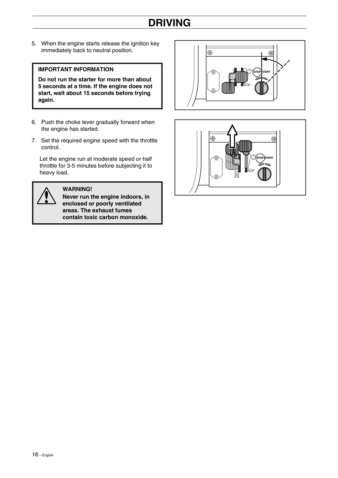 Husqvarna 15V2 manual Driving 