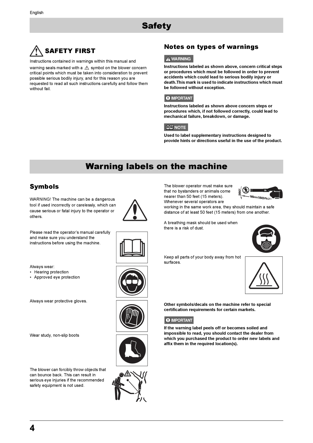 Husqvarna 170BT, 170BF manual Safety First 