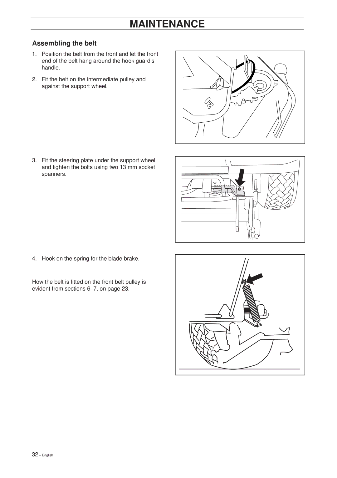 Husqvarna 18 ProFlex, 20 ProFlex manual Assembling the belt 