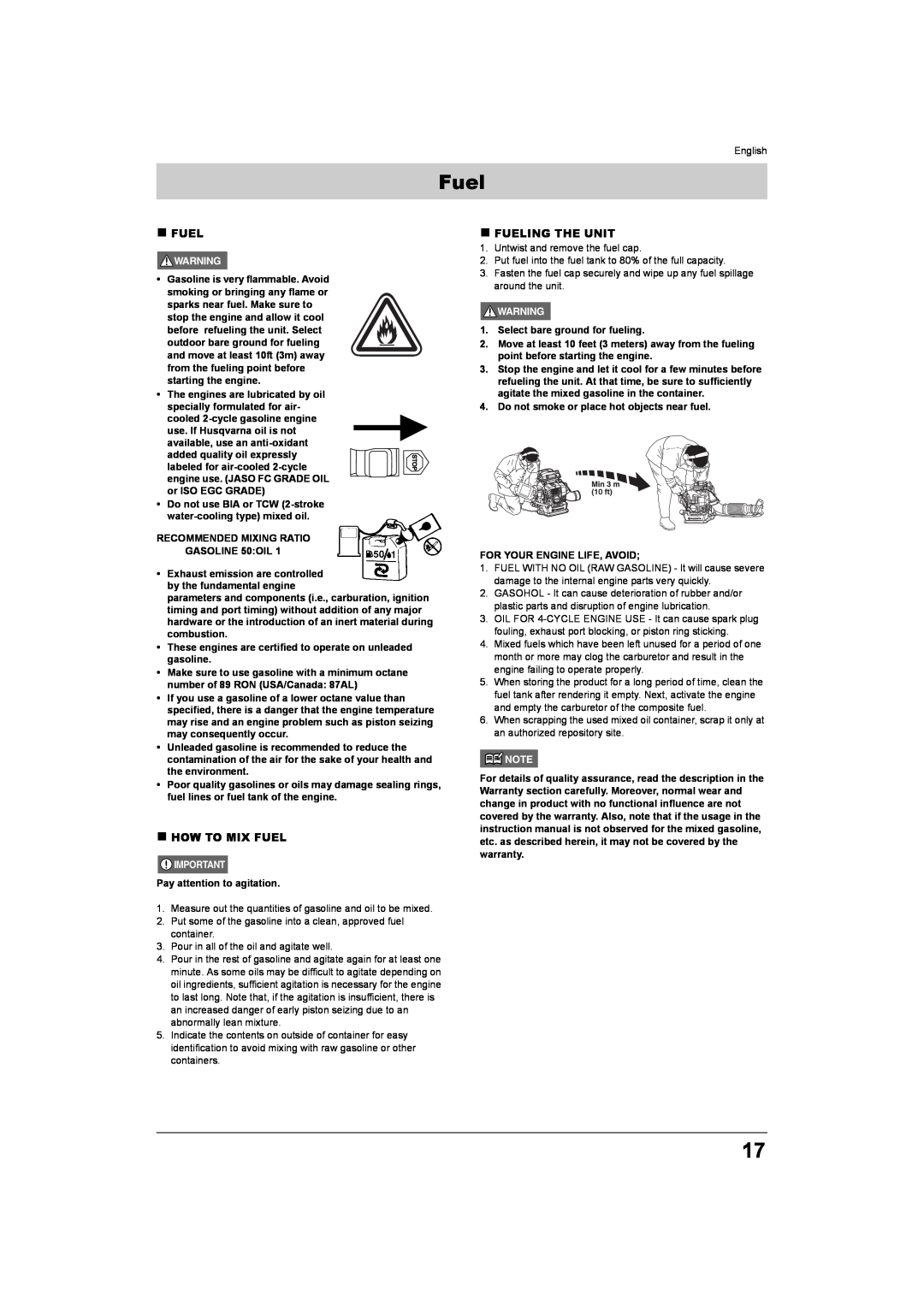 Husqvarna 150BT, 180BT manual „How To Mix Fuel, „Fueling The Unit 