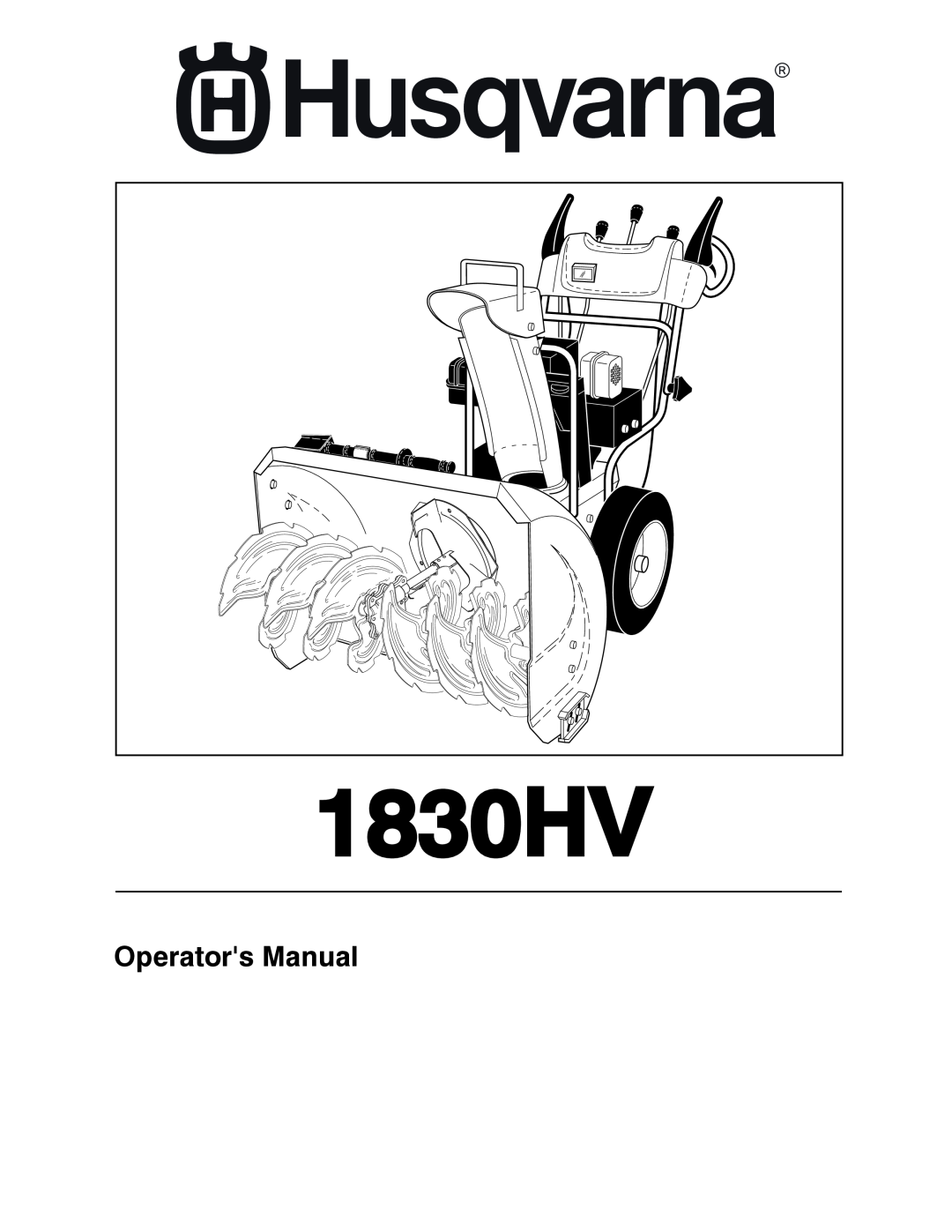 Husqvarna 96193005400 manual 1830HV, Operators Manual 