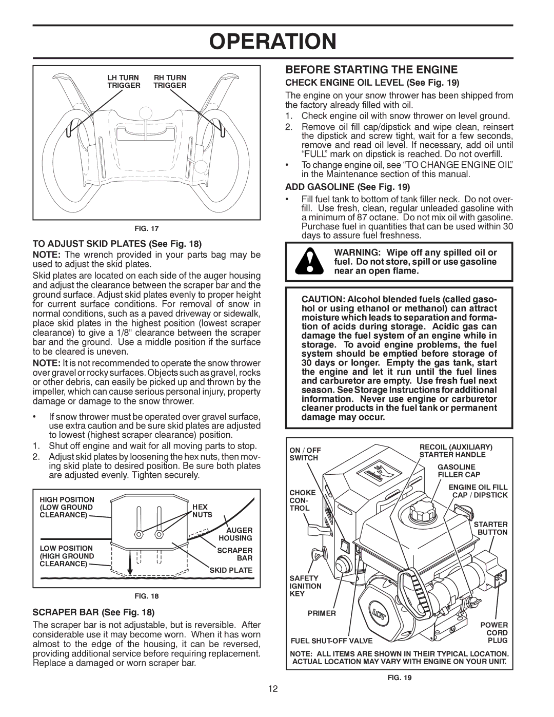 Husqvarna 1830SB, 96193005700 manual Before Starting the Engine 