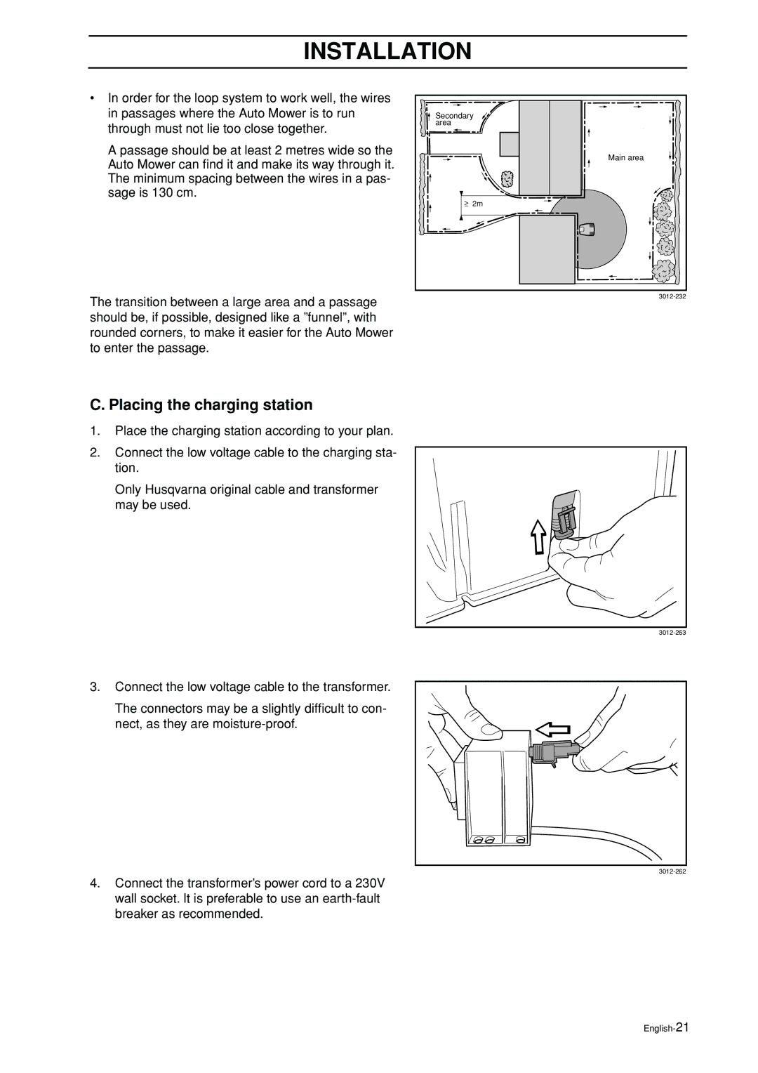 Husqvarna 2003-06 manual Placing the charging station 