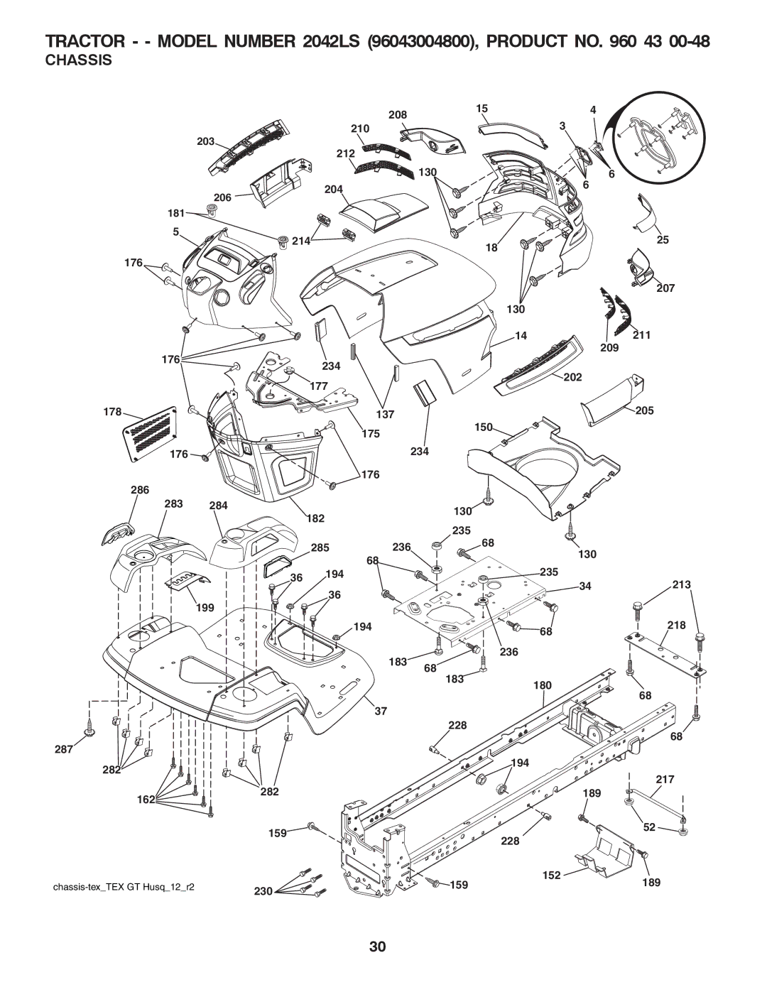 Husqvarna 2042 LS (CA) manual Chassis 