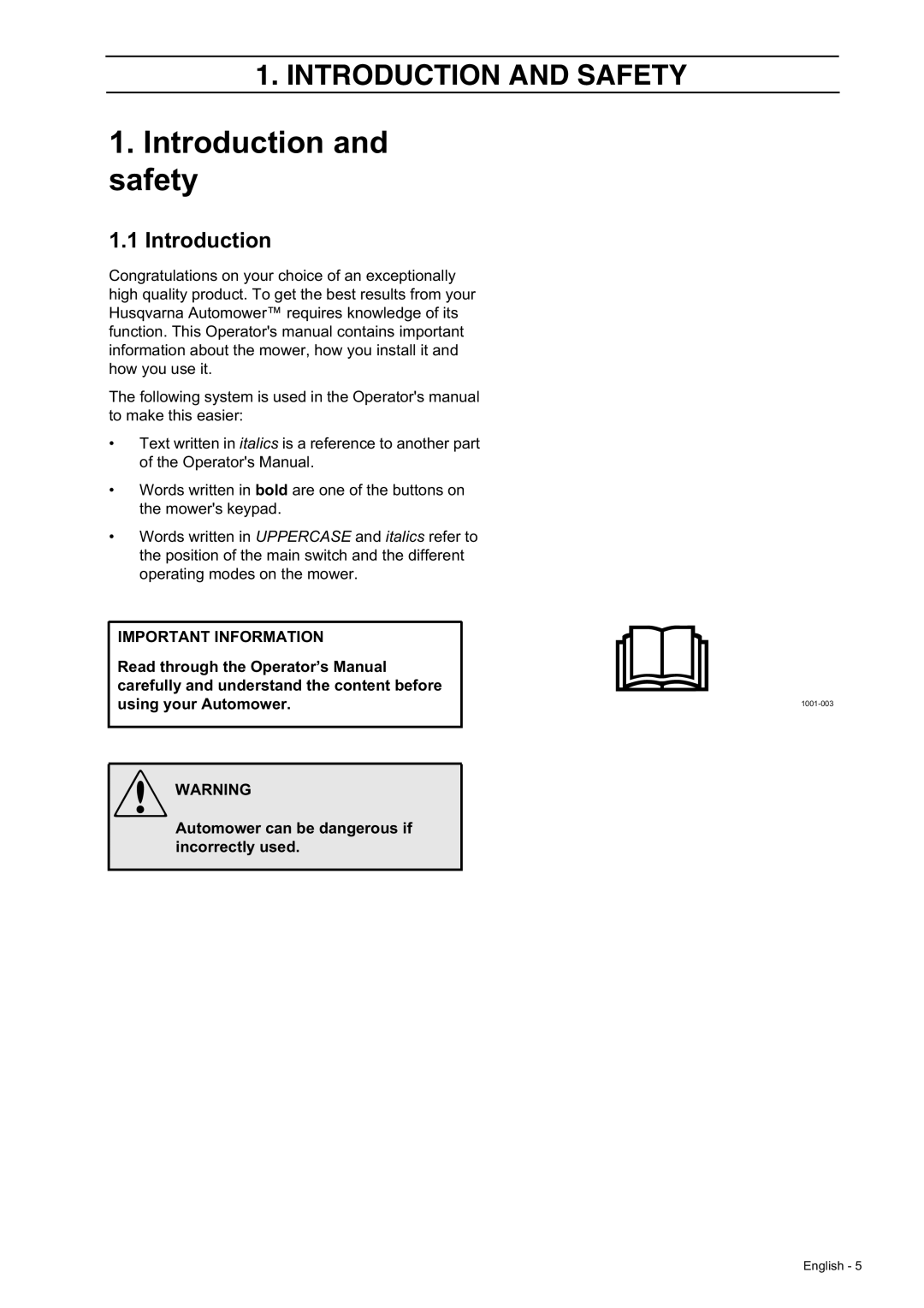 Husqvarna 210 C manual Introduction Safety 