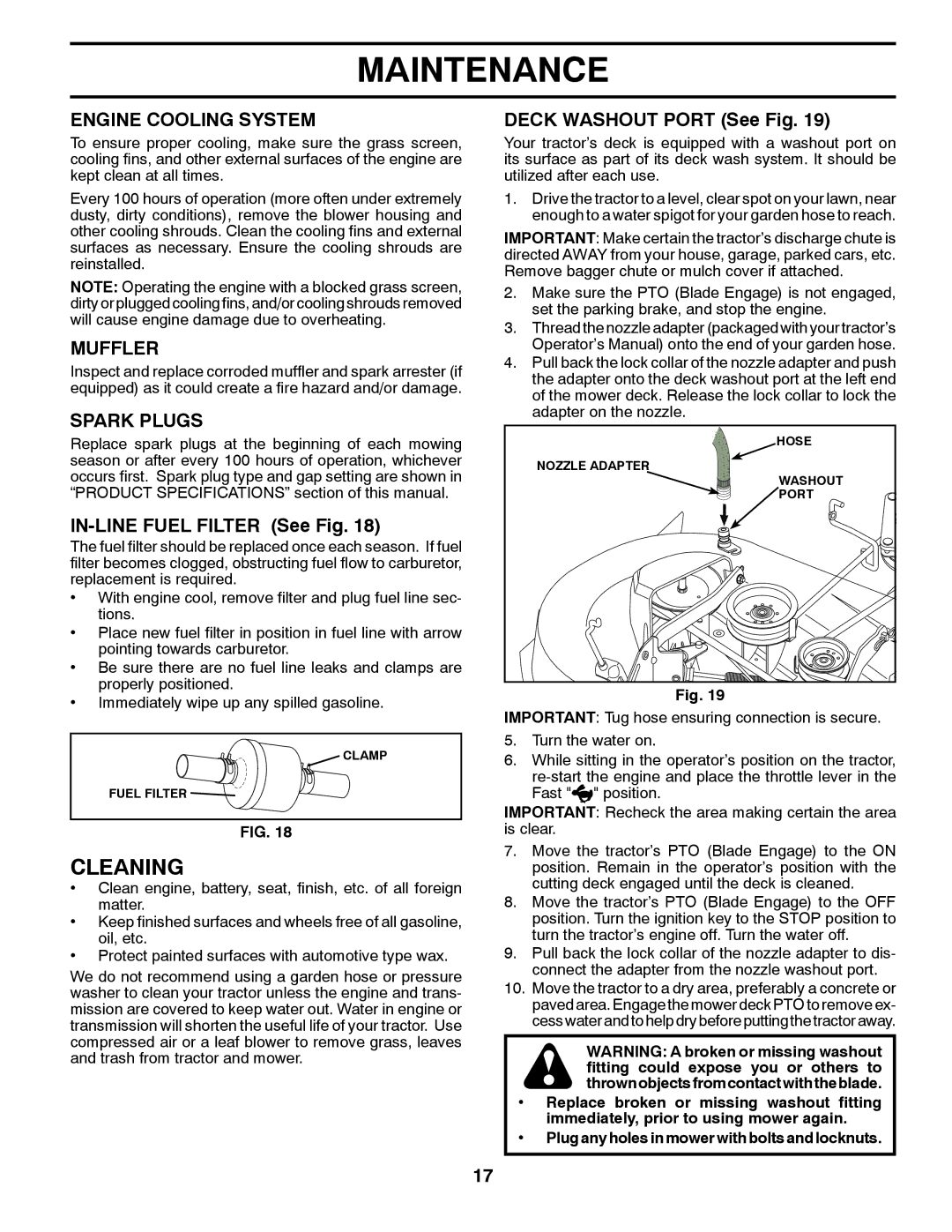 Husqvarna 2146XLS owner manual Cleaning, Engine Cooling System, Muffler, Spark Plugs 