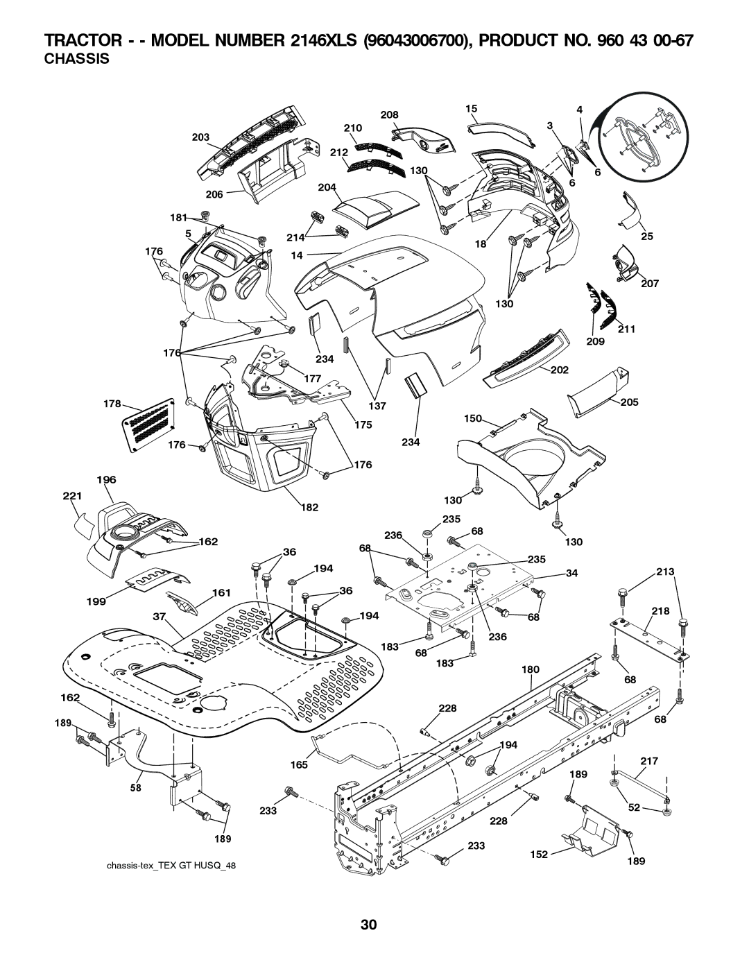 Husqvarna 2146XLS owner manual Chassis 