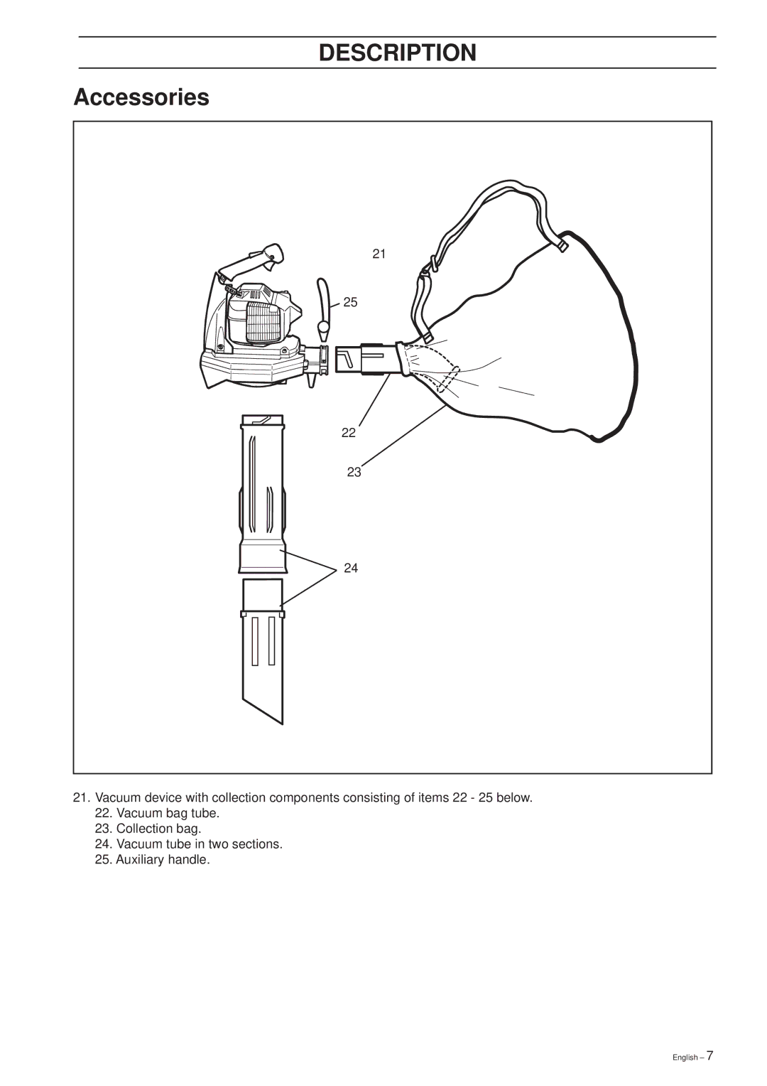 Husqvarna 225 HBV manual Accessories 