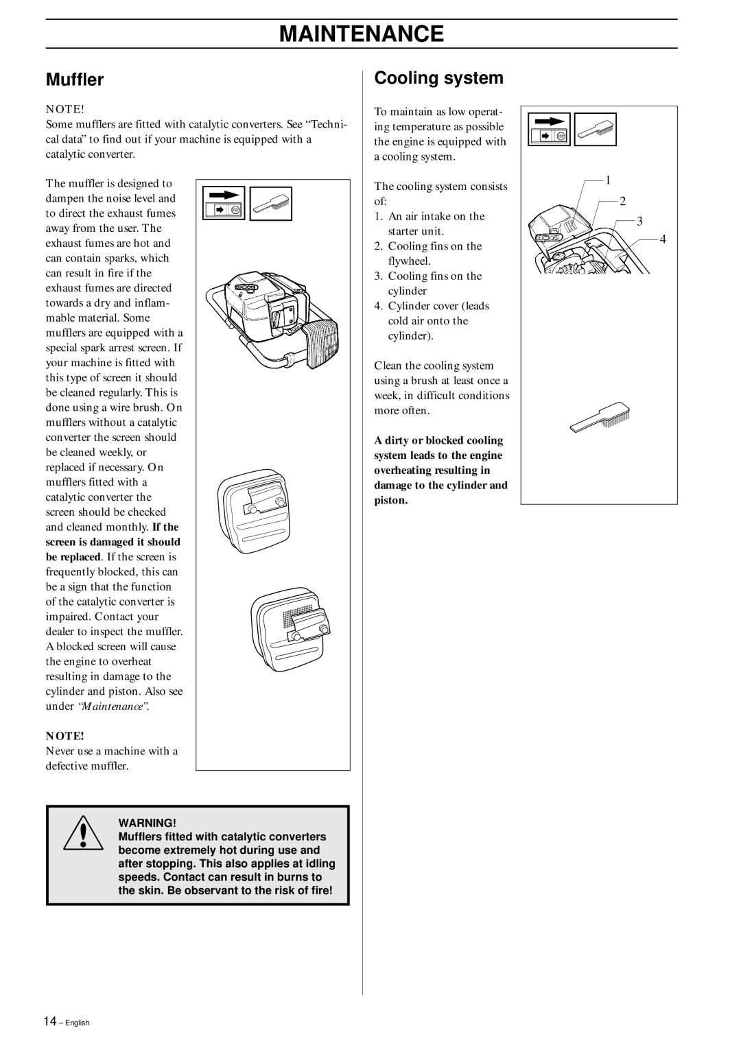 Husqvarna 225AI15/AI25 manual Muffler, Cooling system 