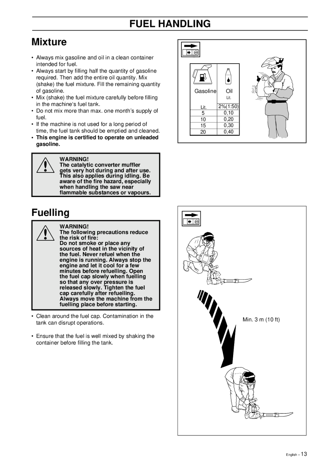 Husqvarna 225B X-Series manual Mixture, Fuelling 