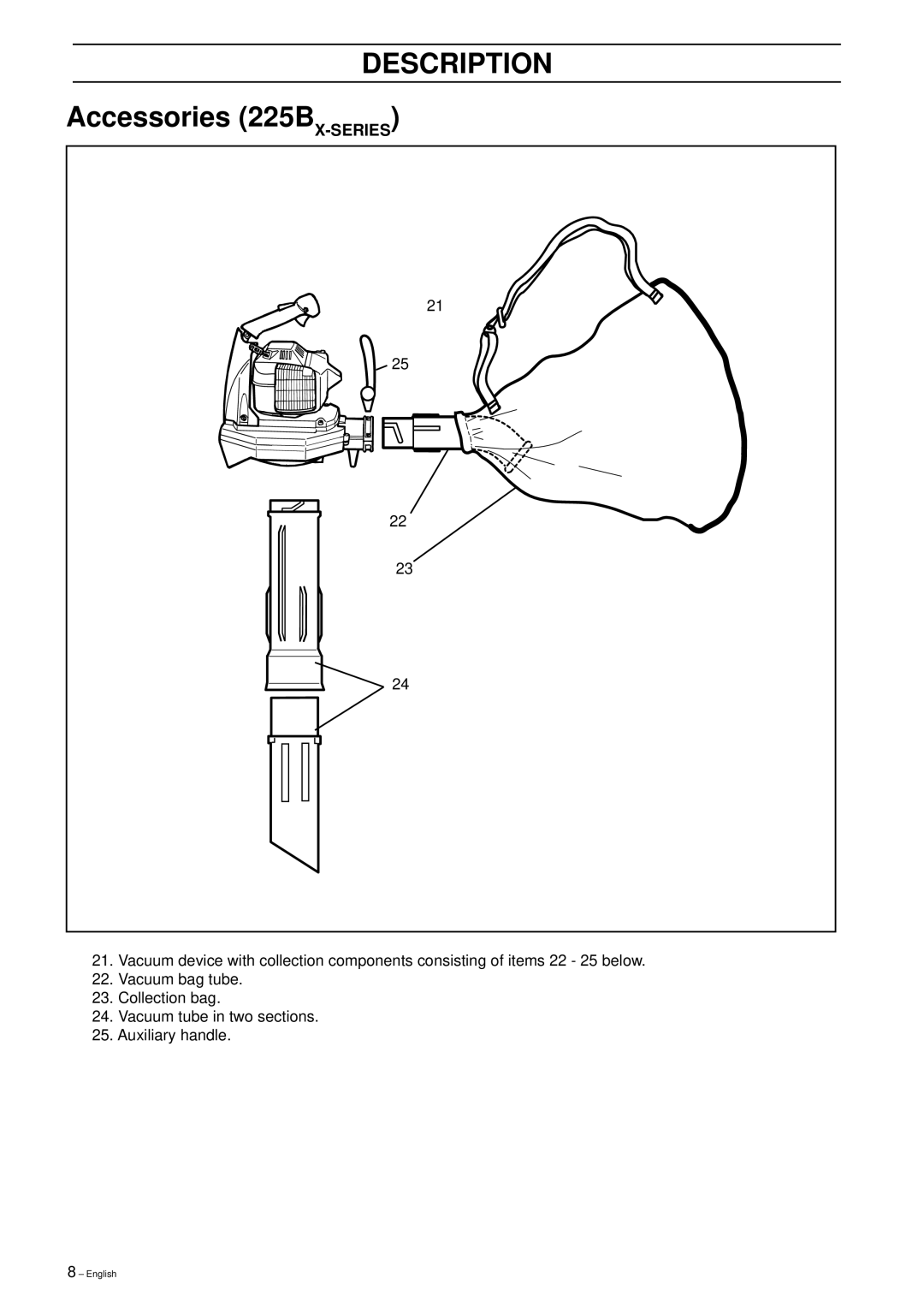 Husqvarna 225B X-Series manual Accessories 225BX-SERIES 