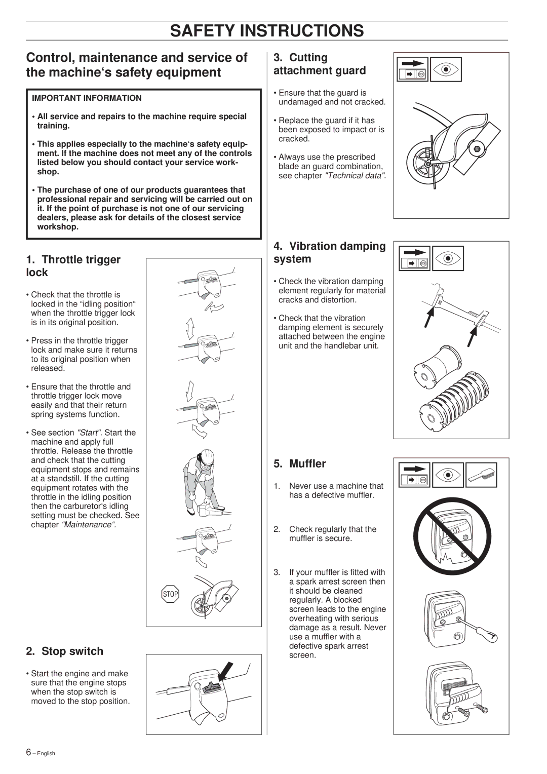 Husqvarna 225E manual Safety Instructions 