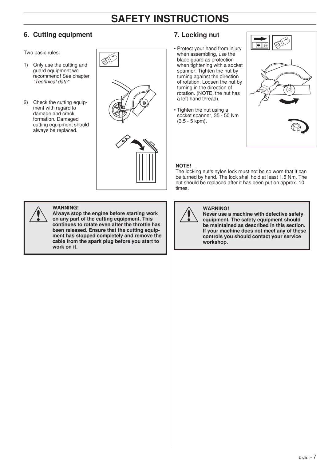 Husqvarna 225E manual Safety Instructions 