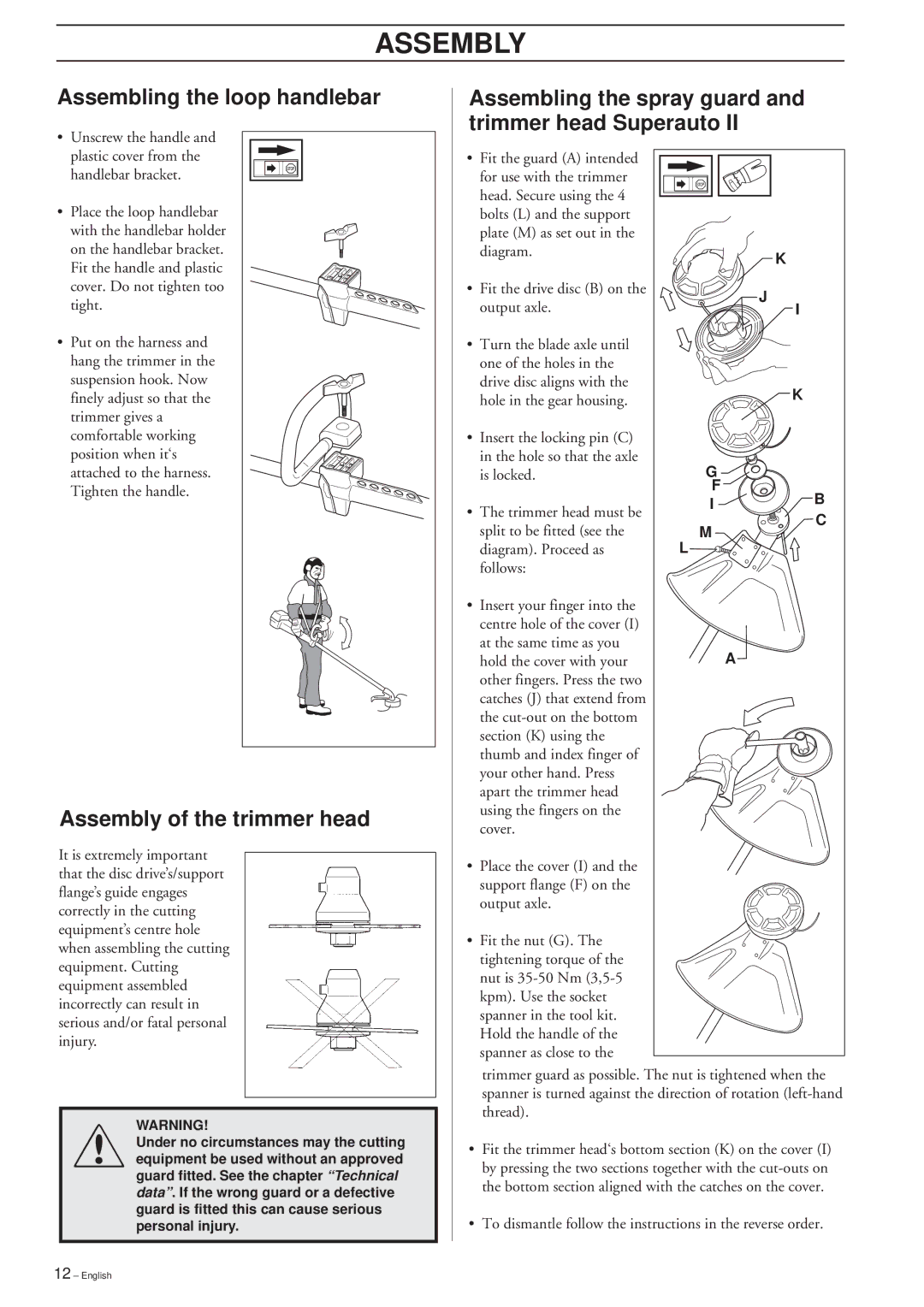 Husqvarna 225LD, 240L, 227LD manual Assembly of the trimmer head 