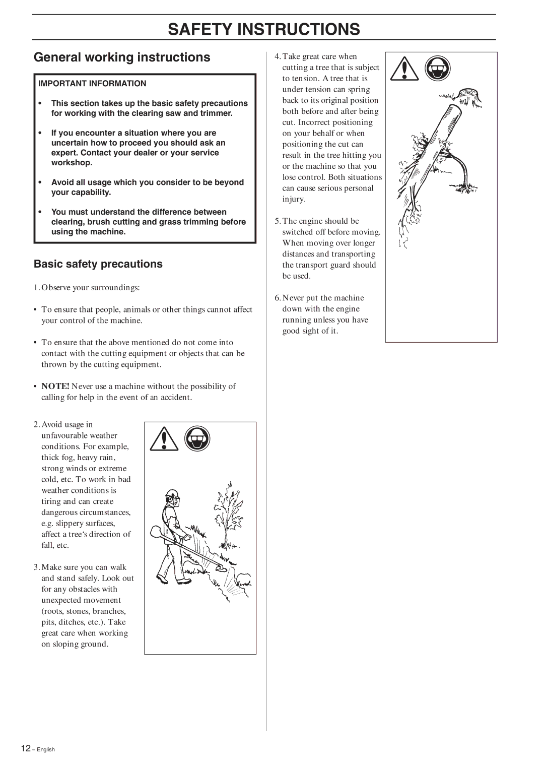 Husqvarna 227R, 227RD, 232R, 232RD, 235R manual General working instructions, Basic safety precautions 