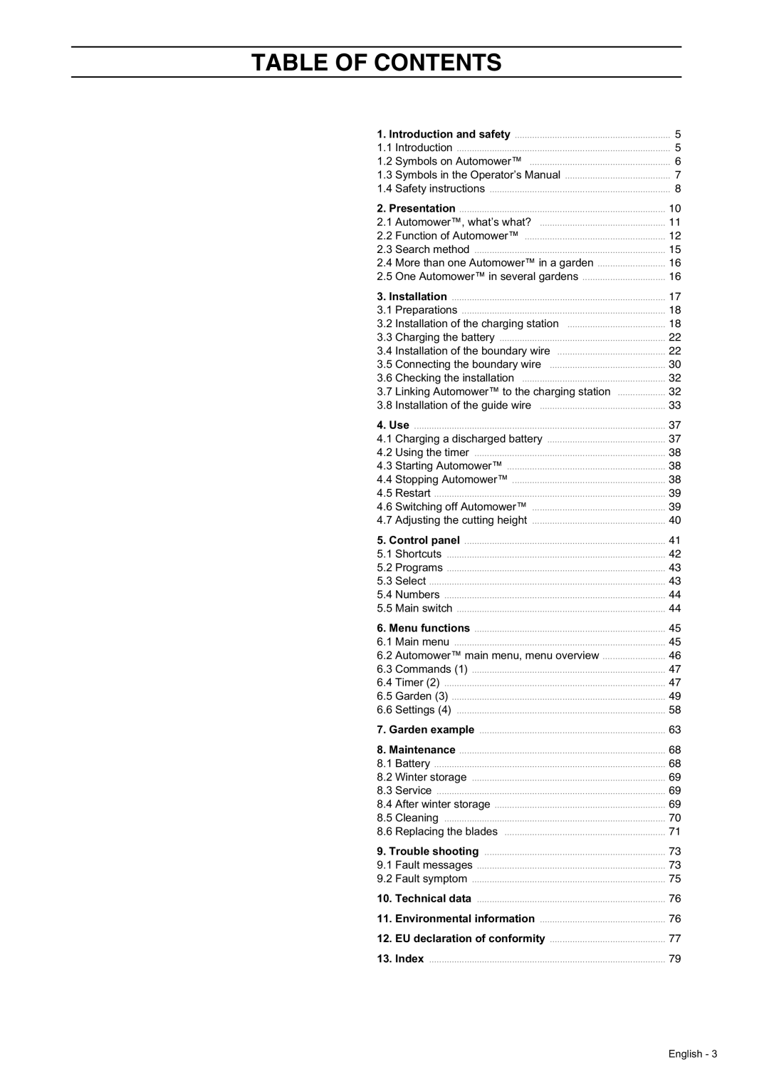 Husqvarna 230 ACX, 220 AC manual Table of Contents 