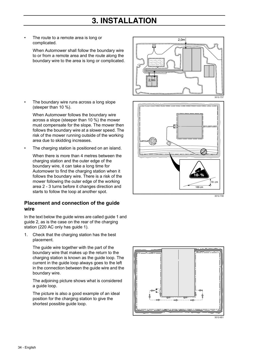 Husqvarna 220 AC, 230 ACX manual Placement and connection of the guide wire 