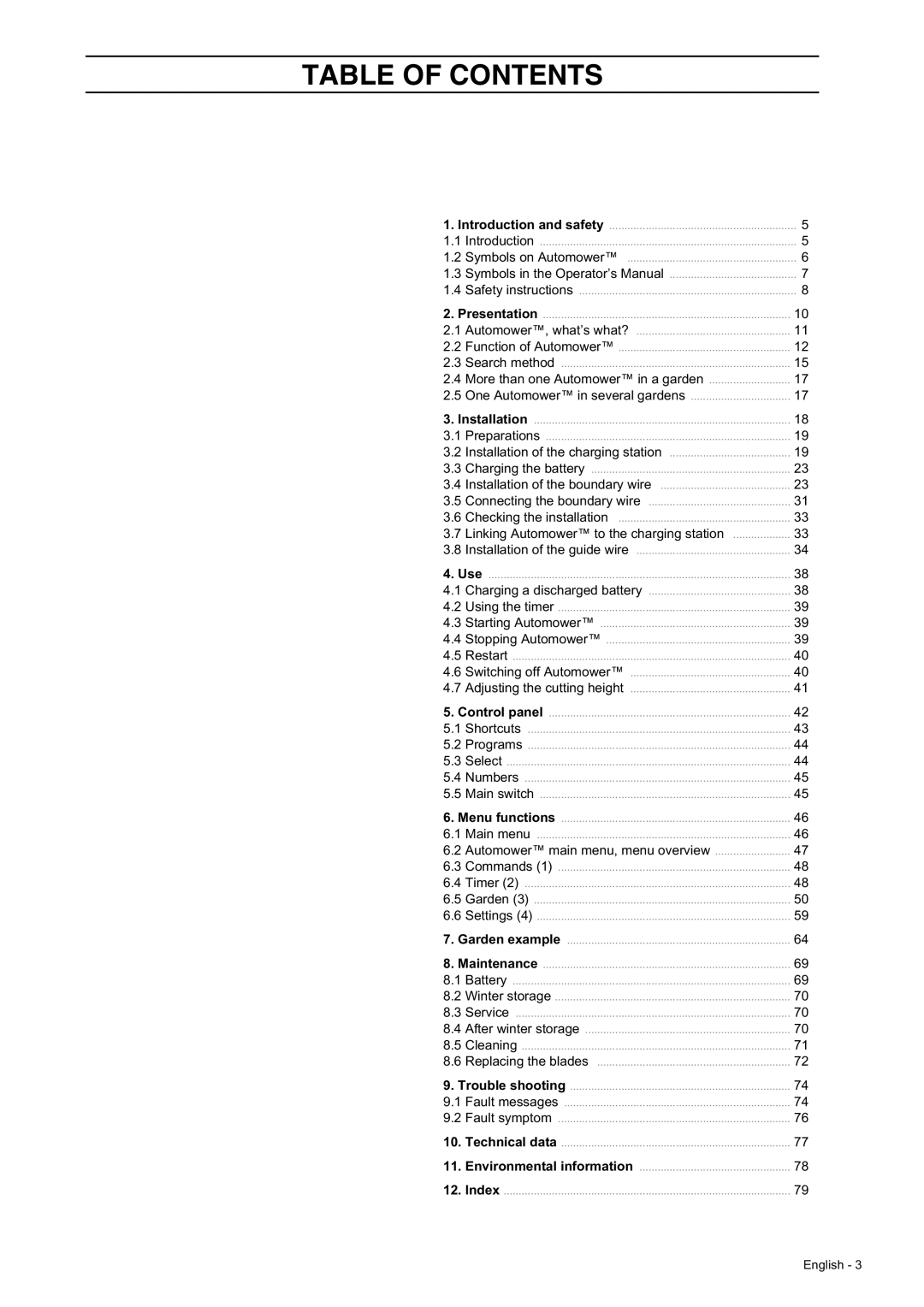 Husqvarna 230 ACX/220 AC manual Table of Contents 