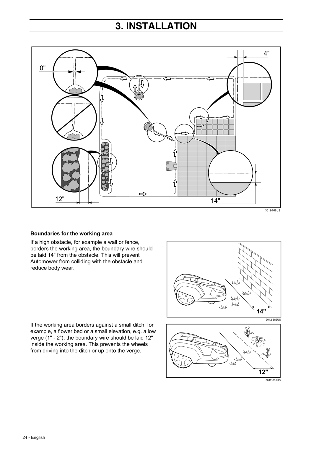 Husqvarna 230 ACX/220 AC manual Boundaries for the working area 