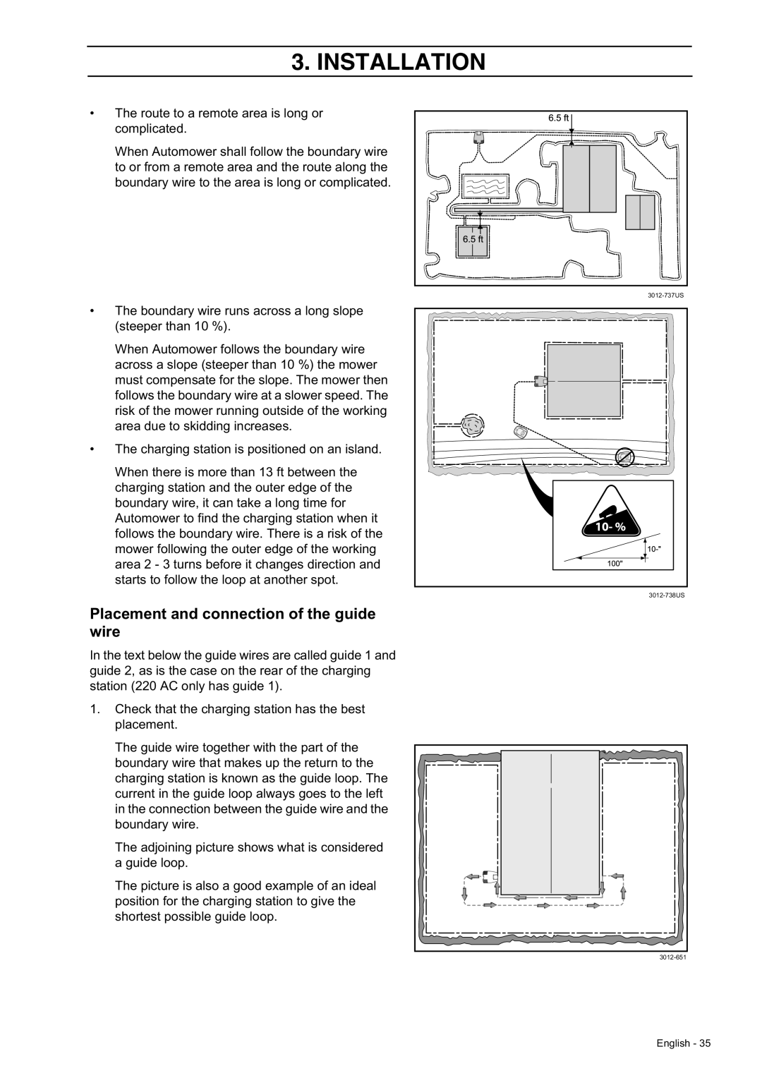 Husqvarna 230 ACX/220 AC manual Placement and connection of the guide wire 