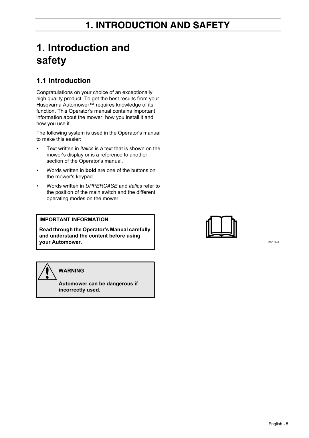 Husqvarna 230 ACX/220 AC manual Introduction Safety 