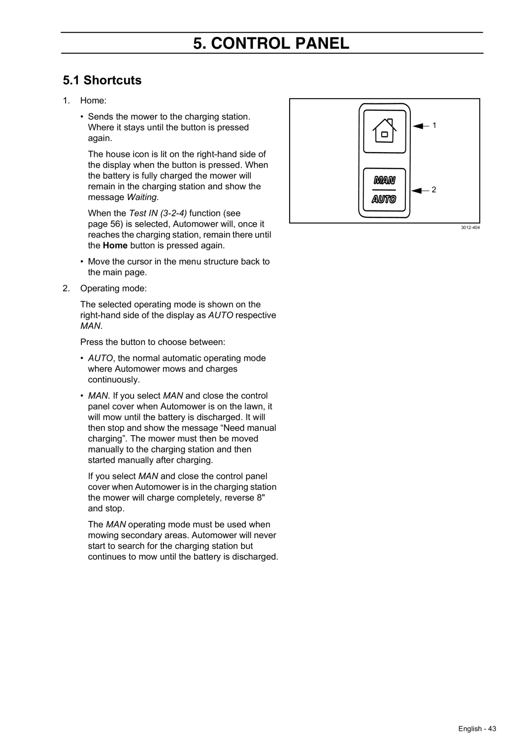 Husqvarna 230 ACX/220 AC manual Shortcuts 