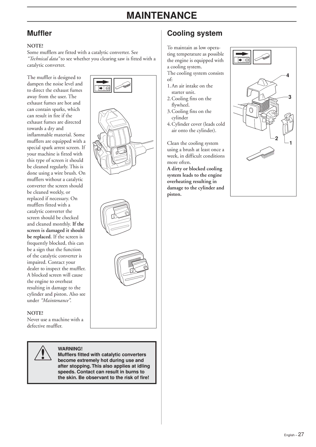 Husqvarna 227R/RD, 232R/RD 235R manual Muffler, Cooling system 