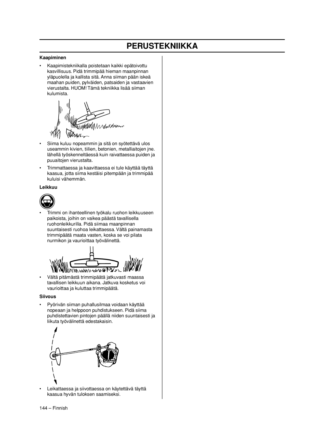 Husqvarna 233RJ manual Kaapiminen, Leikkuu, Siivous 