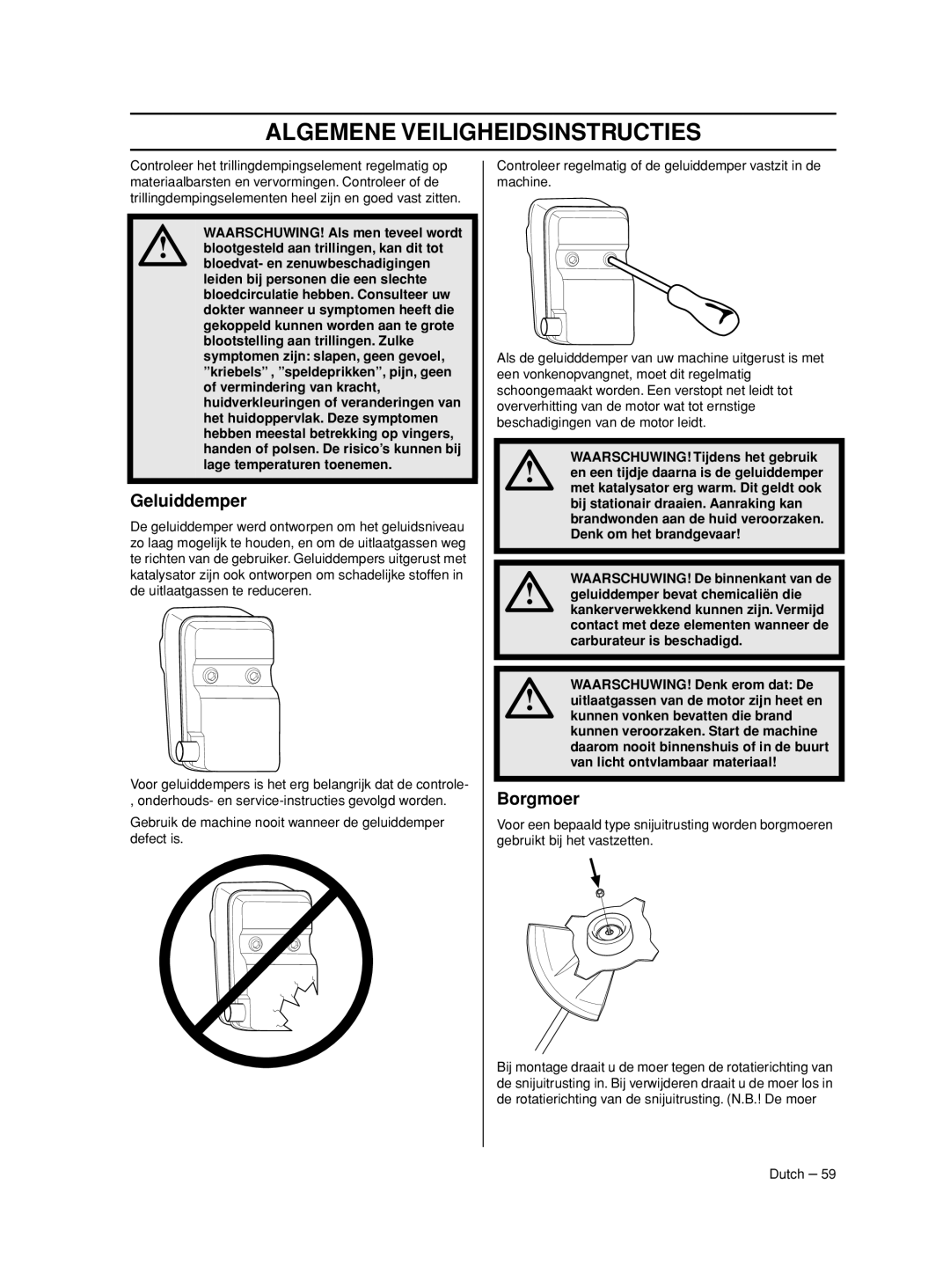 Husqvarna 233RJ manual Geluiddemper, Borgmoer 