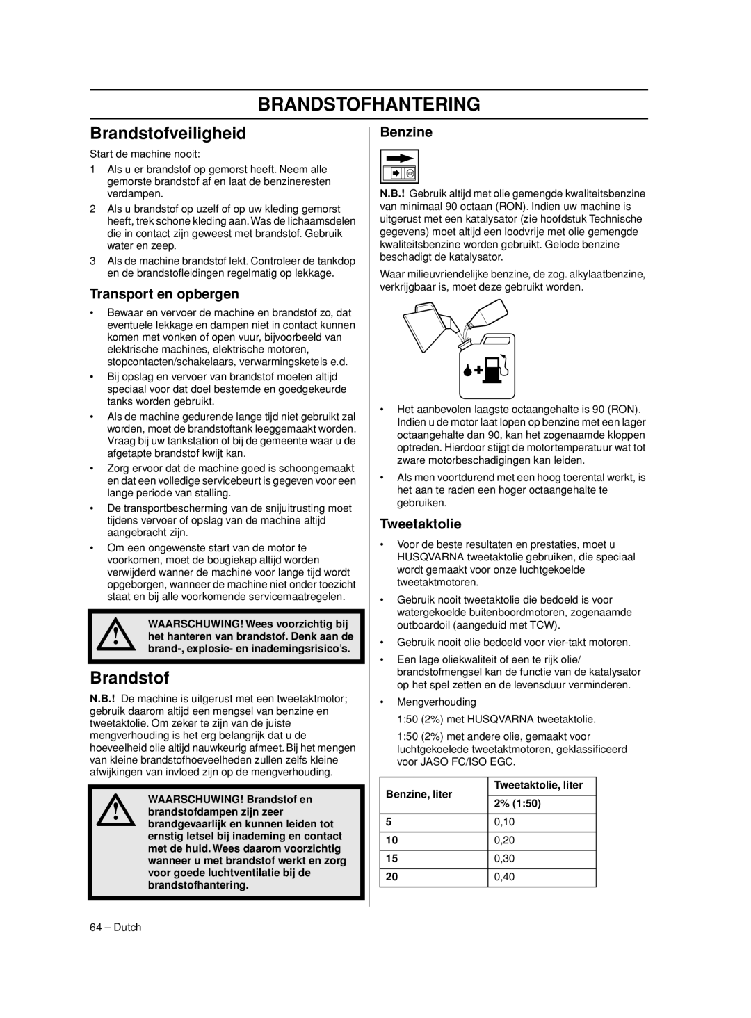 Husqvarna 233RJ manual Brandstofhantering, Brandstofveiligheid 