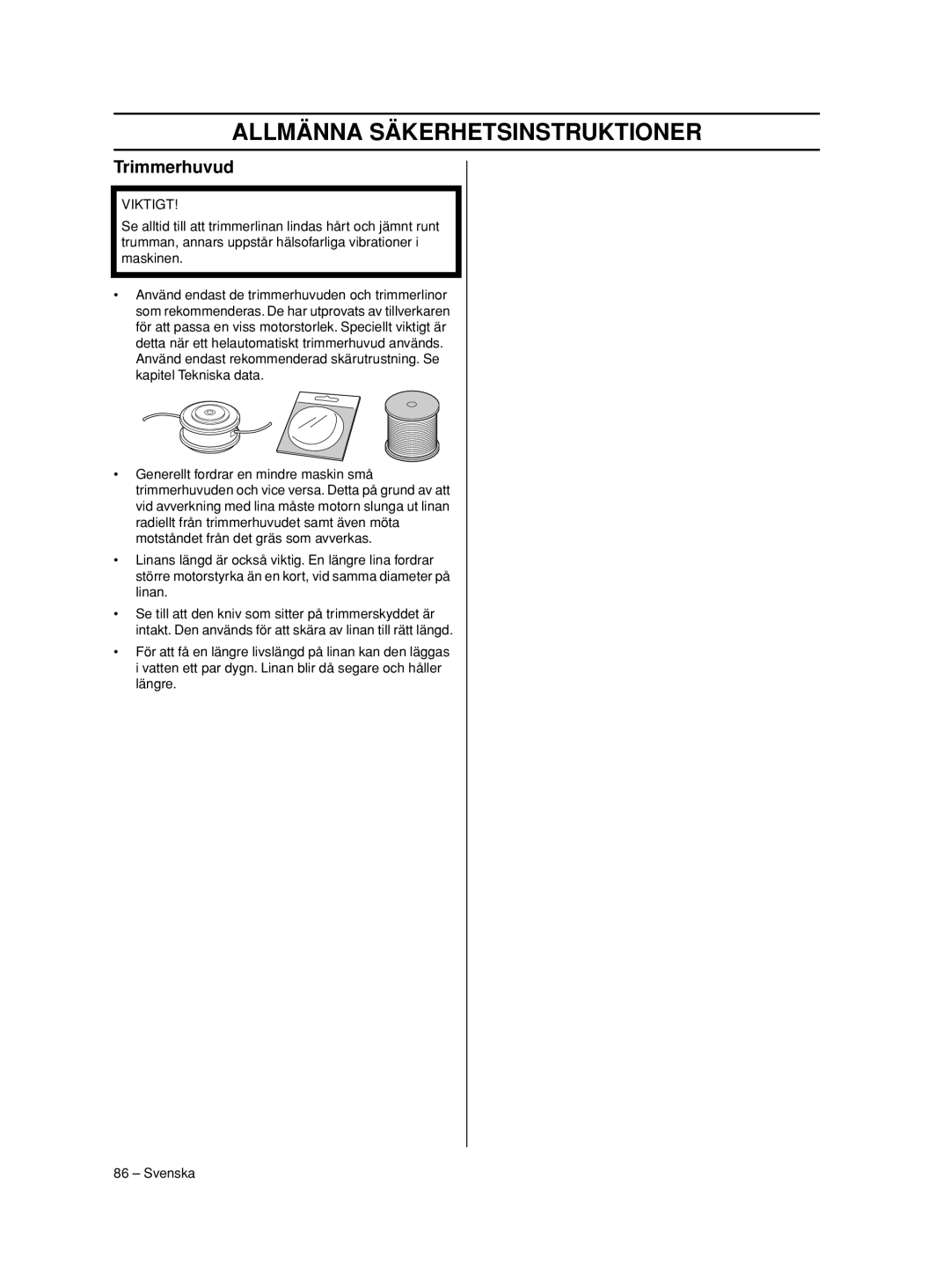 Husqvarna 233RJ manual Trimmerhuvud 