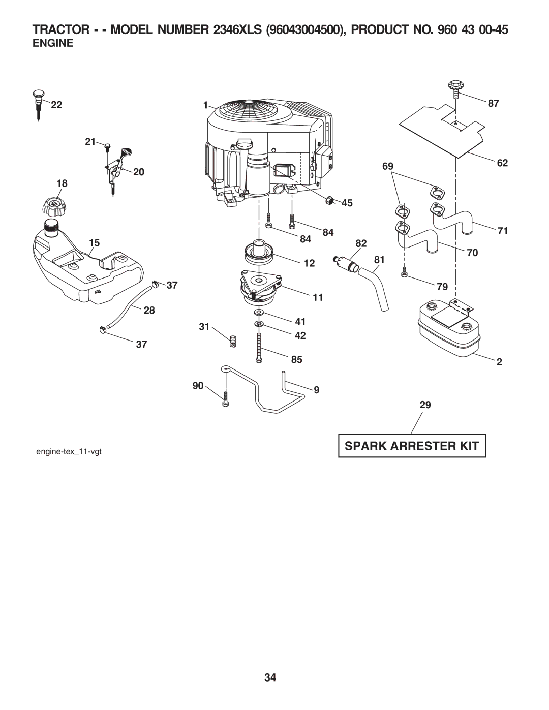 Husqvarna 2346 XLS manual Spark Arrester KIT, Engine 